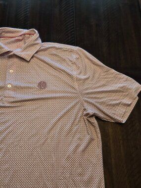 Johnnie-O Polo Shirt Men's Large All Over Print Golf Performance Stretch H170